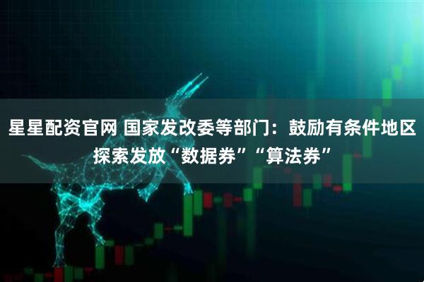 星星配资官网 国家发改委等部门：鼓励有条件地区探索发放“数据券”“算法券”